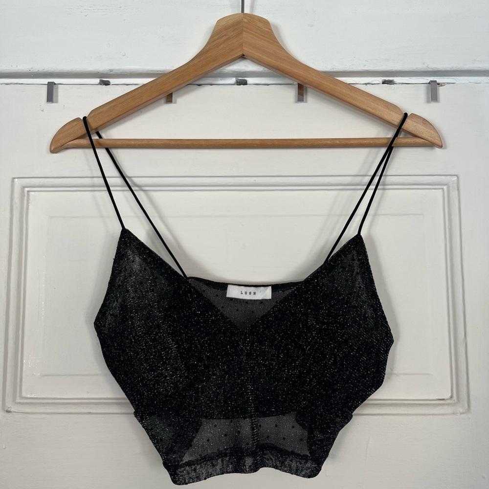 Black Glittery Crop Top